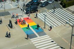 preparations to the IDAHO day 2017, colours of the rainbow flag around the Berlaymont ...