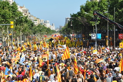 Demonstratie voor Catalaanse onafhankelijkheid, bron WikiMedia/xenaia