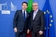 Giuseppe Conte, on the left, and Jean-Claude Juncker